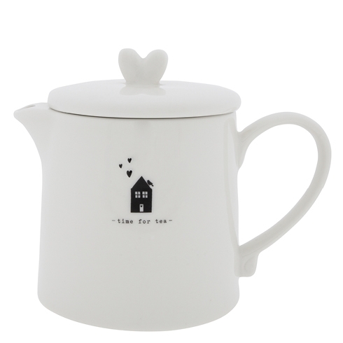 Teekanne "Teapot White Time for Tea BL" von Bastion Collections