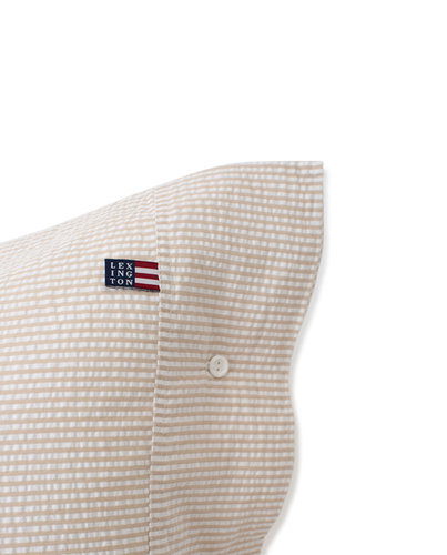 Bettwäsche SET Beige/White Striped Cotton Seersucker - Duvet und Pillow Cover von Lexington