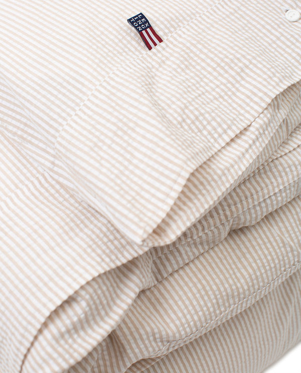 Bettwäsche SET Beige/White Striped Cotton Seersucker - Duvet und Pillow Cover von Lexington