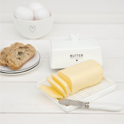 Butterdose "Butter Fleet white/heart BL" von Bastion Collections