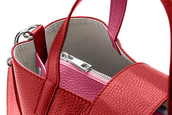 Handtasche "MIDI MARTE" genarbtes Leder rot/pink – silber von KEINE SCHWESTER