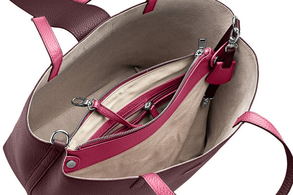 Handtasche "MARTE" genarbtes Leder / beere/pink – silber von KEINE SCHWESTER