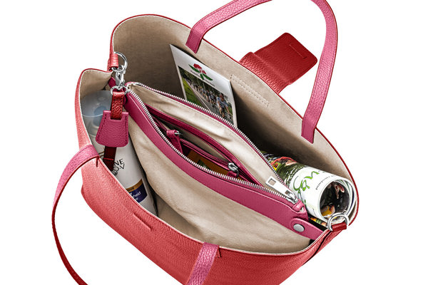 Handtasche "MARTE" genarbtes Leder / rot/pink – silber von KEINE SCHWESTER