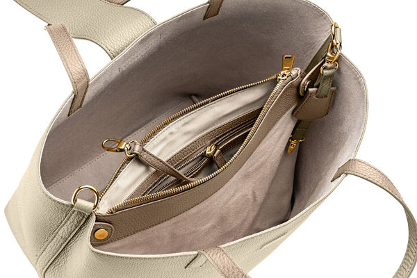 Handtasche "MARTE" genarbtes Leder / sand/taupe – gold von KEINE SCHWESTER