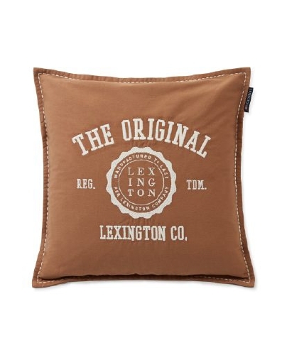 Cotton Twill Logo Message Pillow Cover, Dark Beige 50x50cm von Lexington