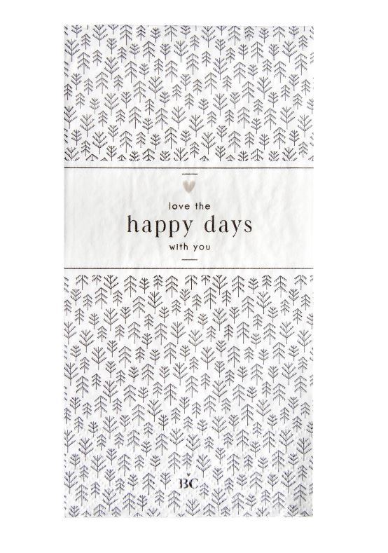 Papierserviette "White/Tree Happy Days" 10x20cm