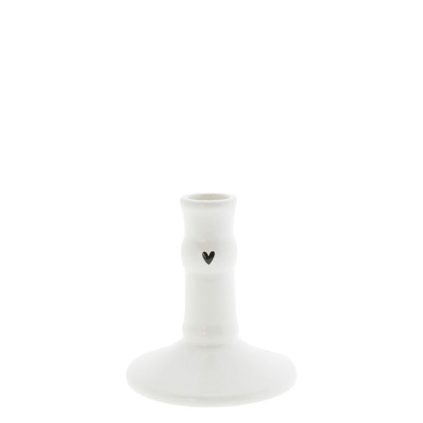 Candlestick S White with small black heart von Bastion Collections