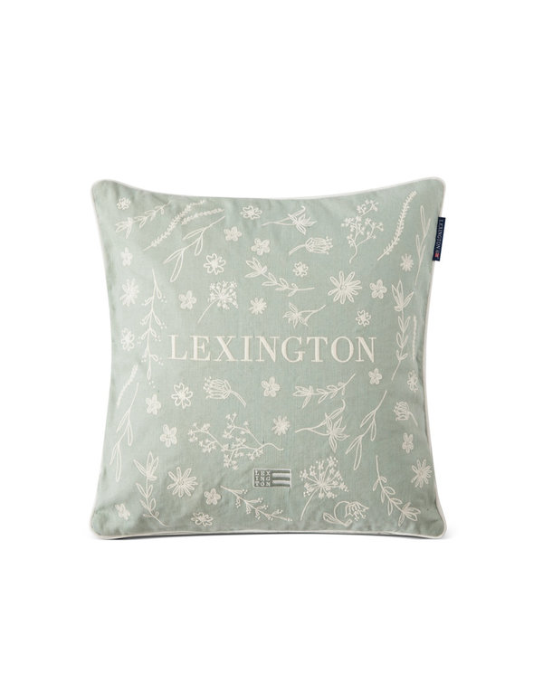 Kissenbezug Logo Flower Embroidered Linen/Cotton von Lexington